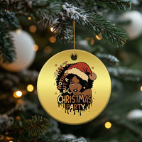 Funny African American Xmas Christmas Ornament Ain't Nothing But A Xmas Party Santa Black Melanin Girl - Wonder Print Shop