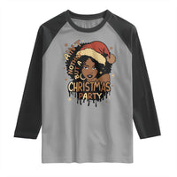 Funny African American Christmas Raglan Shirt Ain't Nothing But A Christmas Party Santa Black Melanin Girl - Wonder Print Shop