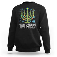 Funny Chrismukkah Sweatshirt Merry Christmas Happy Hanukkah Christmas Tree Jewish Menorah - Wonder Print Shop