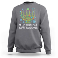 Funny Chrismukkah Sweatshirt Merry Christmas Happy Hanukkah Christmas Tree Jewish Menorah - Wonder Print Shop