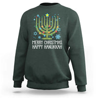 Funny Chrismukkah Sweatshirt Merry Christmas Happy Hanukkah Christmas Tree Jewish Menorah - Wonder Print Shop