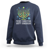 Funny Chrismukkah Sweatshirt Merry Christmas Happy Hanukkah Christmas Tree Jewish Menorah - Wonder Print Shop