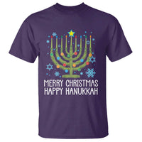 Funny Chrismukkah T Shirt Merry Christmas Happy Hanukkah Christmas Tree Jewish Menorah - Wonder Print Shop