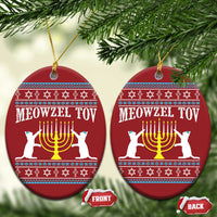 Meowzel Tov Christmas Ornament Funny Hanukkah Cat Jewish Chanukah Menorah - Wonder Print Shop
