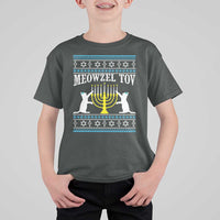 Meowzel Tov T Shirt For Kid Funny Hanukkah Cat Jewish Chanukah Menorah - Wonder Print Shop