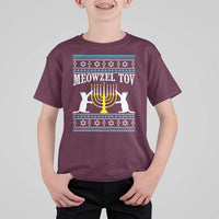Meowzel Tov T Shirt For Kid Funny Hanukkah Cat Jewish Chanukah Menorah - Wonder Print Shop