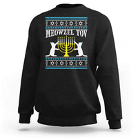Meowzel Tov Sweatshirt Funny Hanukkah Cat Jewish Chanukah Menorah - Wonder Print Shop