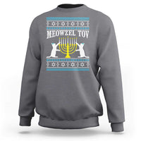 Meowzel Tov Sweatshirt Funny Hanukkah Cat Jewish Chanukah Menorah - Wonder Print Shop