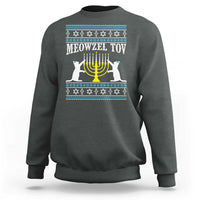 Meowzel Tov Sweatshirt Funny Hanukkah Cat Jewish Chanukah Menorah - Wonder Print Shop