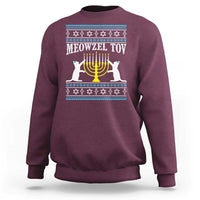 Meowzel Tov Sweatshirt Funny Hanukkah Cat Jewish Chanukah Menorah - Wonder Print Shop
