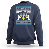 Meowzel Tov Sweatshirt Funny Hanukkah Cat Jewish Chanukah Menorah - Wonder Print Shop