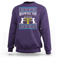 Meowzel Tov Sweatshirt Funny Hanukkah Cat Jewish Chanukah Menorah - Wonder Print Shop