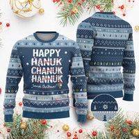 Happy Hanukkah Ugly Sweater Hanuk Chanuk Jewish Christmas Menorah - Wonder Print Shop