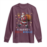Funny Christmas Hanukkah Long Sleeve Shirt Happy Chrismukkah Santa Menorah