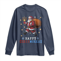 Funny Christmas Hanukkah Long Sleeve Shirt Happy Chrismukkah Santa Menorah