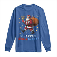 Funny Christmas Hanukkah Long Sleeve Shirt Happy Chrismukkah Santa Menorah