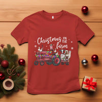 Funny Christmas On The Farm T Shirt Vintage Red Tractor Livestock - Wonder Print Shop