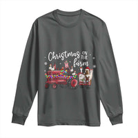 Funny Christmas On The Farm Long Sleeve Shirt Vintage Red Tractor Livestock - Wonder Print Shop