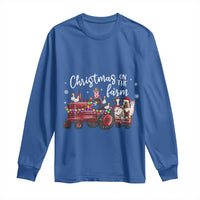 Funny Christmas On The Farm Long Sleeve Shirt Vintage Red Tractor Livestock - Wonder Print Shop