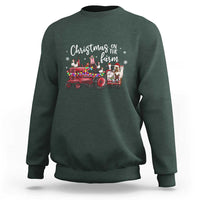 Funny Christmas On The Farm Sweatshirt Vintage Red Tractor Livestock - Wonder Print Shop