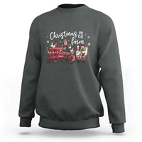 Funny Christmas On The Farm Sweatshirt Vintage Red Tractor Livestock - Wonder Print Shop