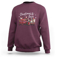 Funny Christmas On The Farm Sweatshirt Vintage Red Tractor Livestock - Wonder Print Shop