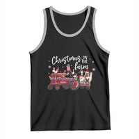Funny Christmas On The Farm Tank Top Vintage Red Tractor Livestock - Wonder Print Shop