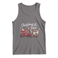 Funny Christmas On The Farm Tank Top Vintage Red Tractor Livestock - Wonder Print Shop