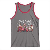 Funny Christmas On The Farm Tank Top Vintage Red Tractor Livestock - Wonder Print Shop