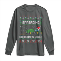 Spreading Christmas Cheer Long Sleeve Shirt Funny Farming Tractor Xmas - Wonder Print Shop