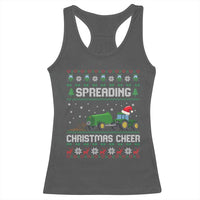 Spreading Christmas Cheer Racerback Tank Top Funny Farming Tractor Xmas - Wonder Print Shop