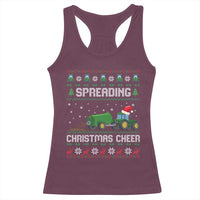 Spreading Christmas Cheer Racerback Tank Top Funny Farming Tractor Xmas - Wonder Print Shop