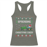 Spreading Christmas Cheer Racerback Tank Top Funny Farming Tractor Xmas - Wonder Print Shop
