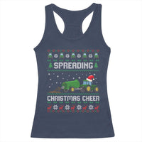Spreading Christmas Cheer Racerback Tank Top Funny Farming Tractor Xmas - Wonder Print Shop