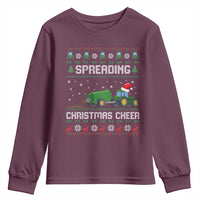 Spreading Christmas Cheer Youth Sweatshirt Funny Farming Tractor Xmas - Wonder Print Shop