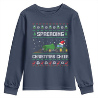 Spreading Christmas Cheer Youth Sweatshirt Funny Farming Tractor Xmas - Wonder Print Shop