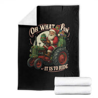 Funny Christmas Farmer Throw Blanket Oh What Fun It Is To Ride Santa Farm Tractor - Wonder Print Shop