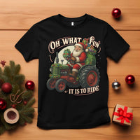 Funny Christmas Farmer T Shirt Oh What Fun It Is To Ride Santa Farm Tractor - Wonder Print Shop