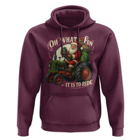 Funny Christmas Farmer Hoodie Oh What Fun It Is To Ride Santa Farm Tractor - Wonder Print Shop