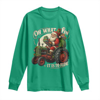 Funny Christmas Farmer Long Sleeve Shirt Oh What Fun It Is To Ride Santa Farm Tractor - Wonder Print Shop