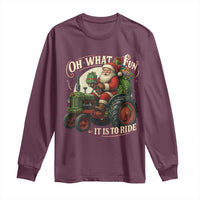 Funny Christmas Farmer Long Sleeve Shirt Oh What Fun It Is To Ride Santa Farm Tractor - Wonder Print Shop