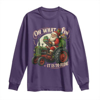 Funny Christmas Farmer Long Sleeve Shirt Oh What Fun It Is To Ride Santa Farm Tractor - Wonder Print Shop