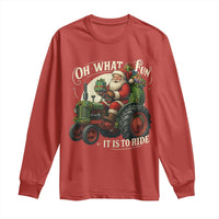 Funny Christmas Farmer Long Sleeve Shirt Oh What Fun It Is To Ride Santa Farm Tractor - Wonder Print Shop