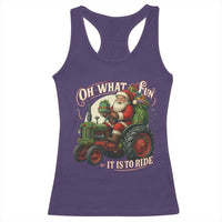 Funny Christmas Farmer Racerback Tank Top Oh What Fun It Is To Ride Santa Farm Tractor - Wonder Print Shop