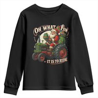 Funny Christmas Farmer Youth Sweatshirt Oh What Fun It Is To Ride Santa Farm Tractor - Wonder Print Shop