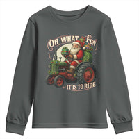 Funny Christmas Farmer Youth Sweatshirt Oh What Fun It Is To Ride Santa Farm Tractor - Wonder Print Shop