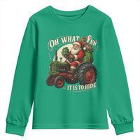 Funny Christmas Farmer Youth Sweatshirt Oh What Fun It Is To Ride Santa Farm Tractor - Wonder Print Shop