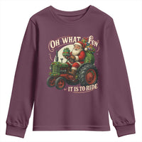 Funny Christmas Farmer Youth Sweatshirt Oh What Fun It Is To Ride Santa Farm Tractor - Wonder Print Shop