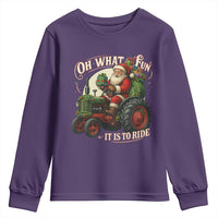 Funny Christmas Farmer Youth Sweatshirt Oh What Fun It Is To Ride Santa Farm Tractor - Wonder Print Shop