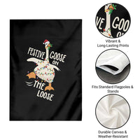 Funny Goose Christmas Garden Flag Festive Goose On The Loose Xmas Lights - Wonder Print Shop